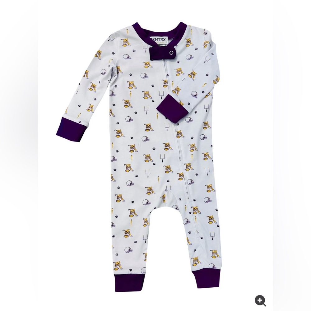ISHTEX Infant Pima Purple Tiger Playsuit/Sleeper - 18M